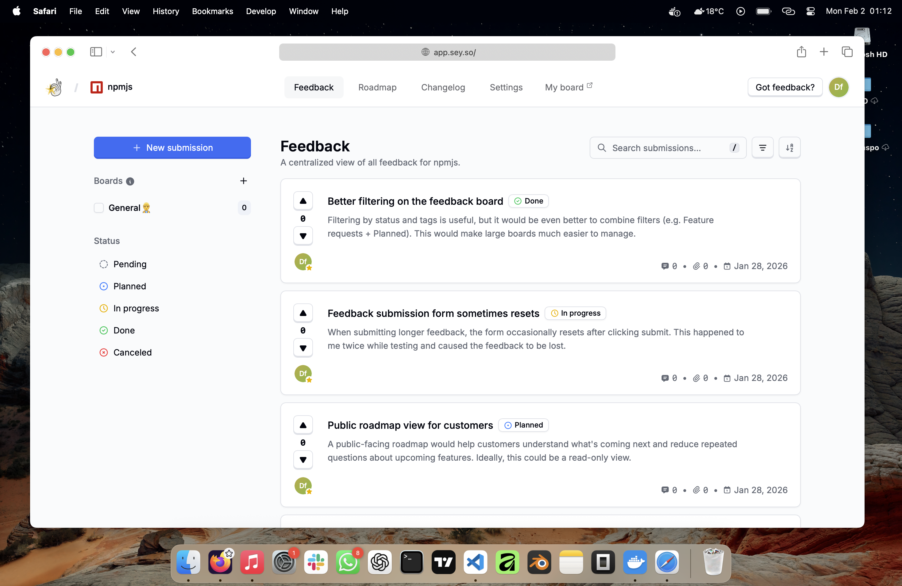 Dashboard screenshot