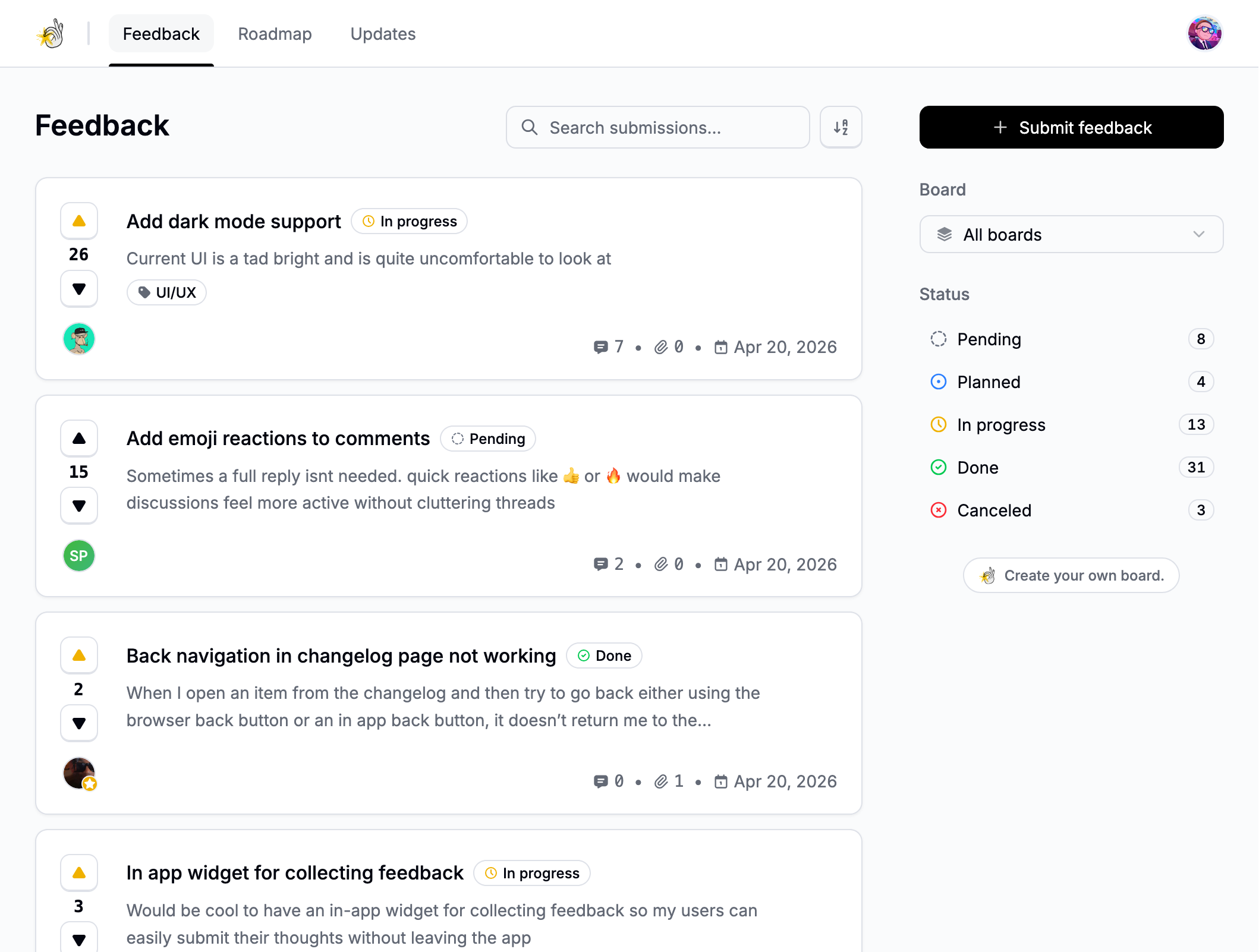 Dashboard screenshot